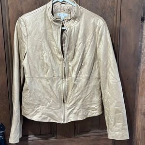 YVONNE MARIE 3/4 ZIP LAMB LEATHER GOLD JACKET
